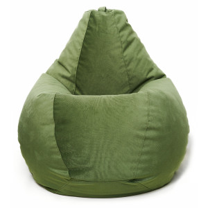 Кресло мешок Груша велюр зеленый