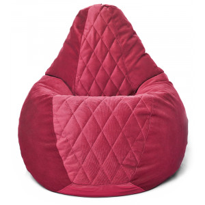 Кресло мешок Груша велюр с отделкой красный